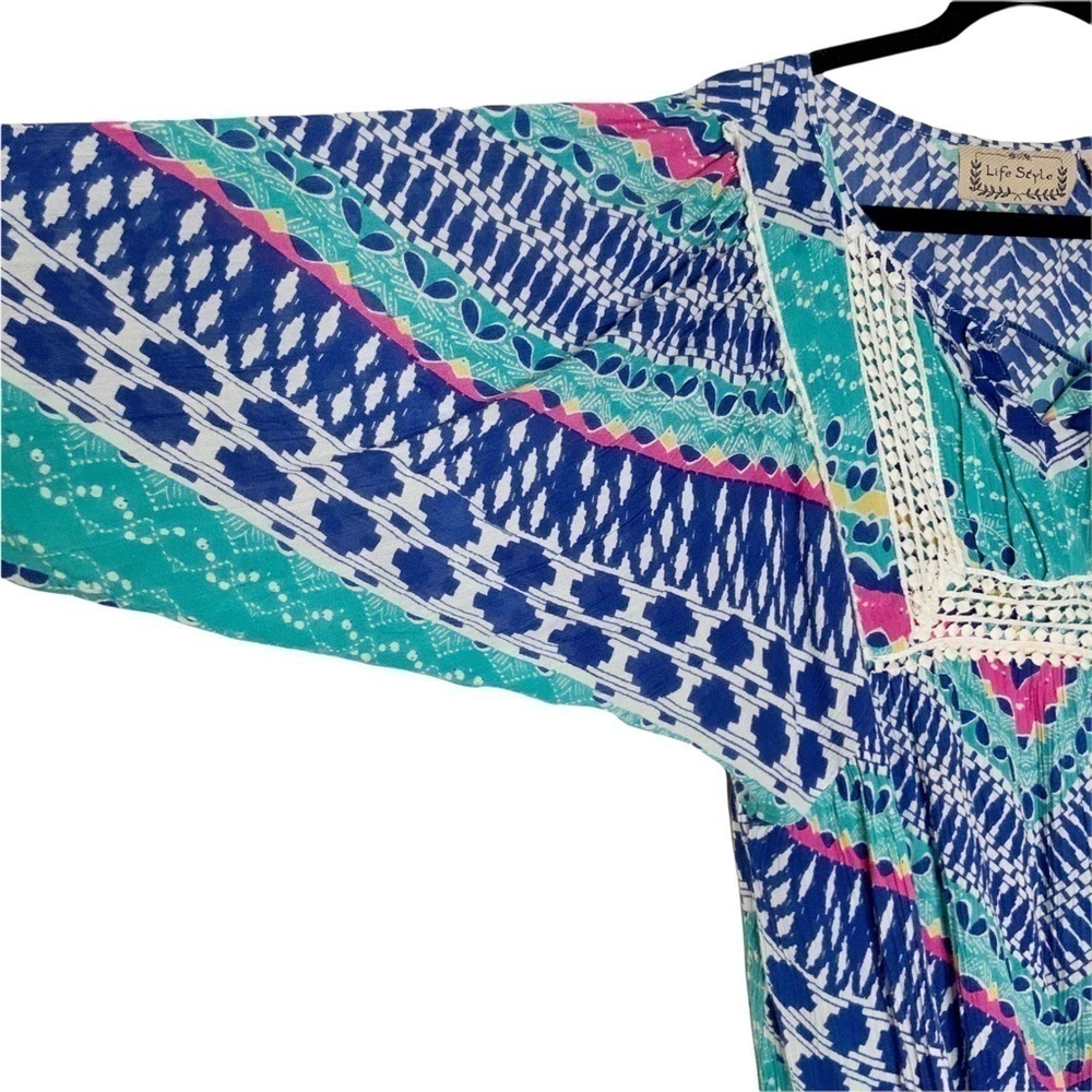 Lifestyle Indian tunic/mini dress with front tassel ties. Size S - Picture 4 of 6